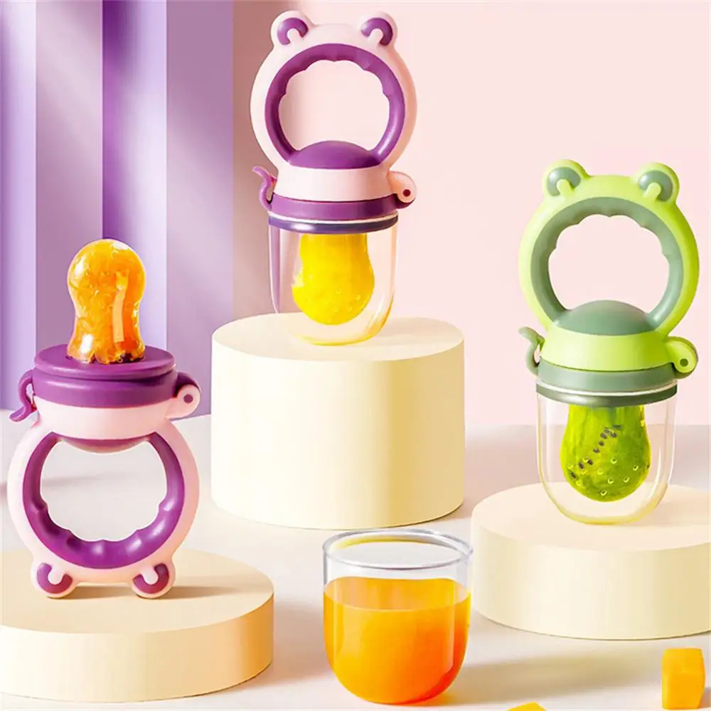 Cuillère d'alimentation pour bébé grenouille mignonne, extracteur de jus, mangeoire à fruits et légumes, biSantos sucette, mangeoire à mordre en silicone