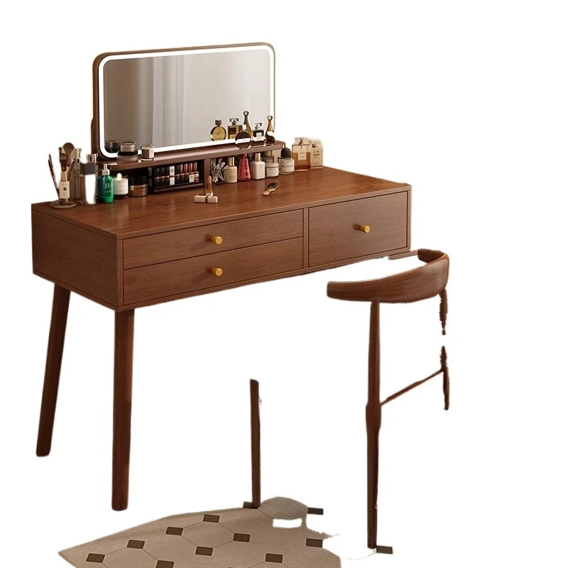 Cassettiera in legno massello, cassettiera a specchio con diodo luminescente, mobili per camera da letto rimovibili per hotel