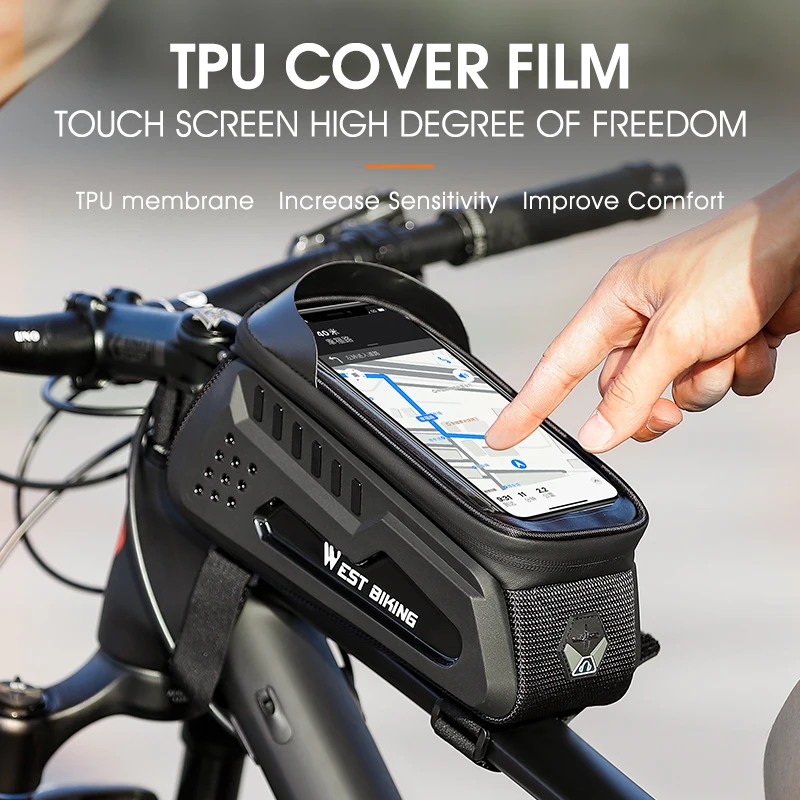 WEST BIKING Hard Shell TPU Bicycle Bag Touchscreen 6-7.4\