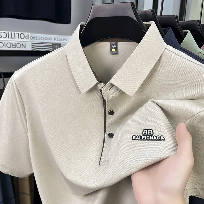 

New men's short sleeved polo shirt summer high-end brand original letter exquisite badge design golf top casual business T-shirt