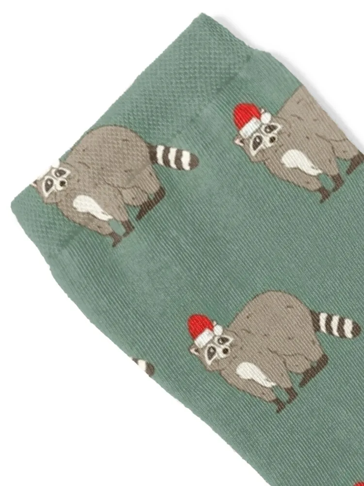 Santa Raccoon Christmas Racoon Animal Holiday Socks Stockings compression Antiskid soccer Lots luxe Men's Socks Women's