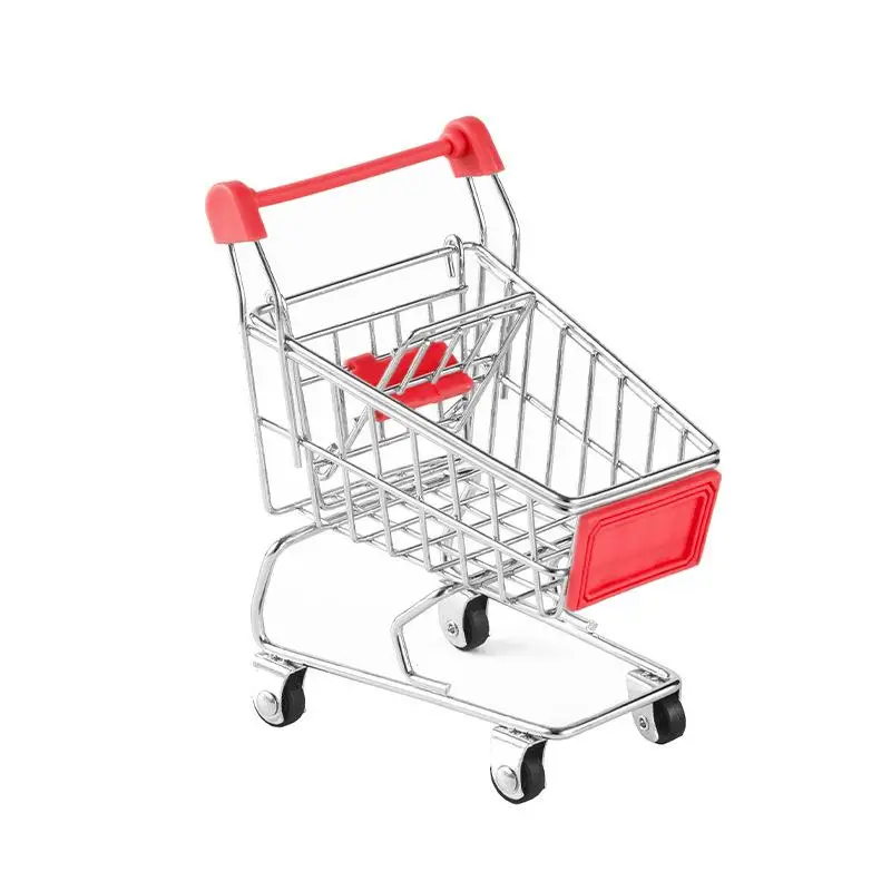 Simulation Mini Shopping Cart Children\\\\\'s Trolley Supermarket Toy Car Play Home Food Creative Metal Model Decoration