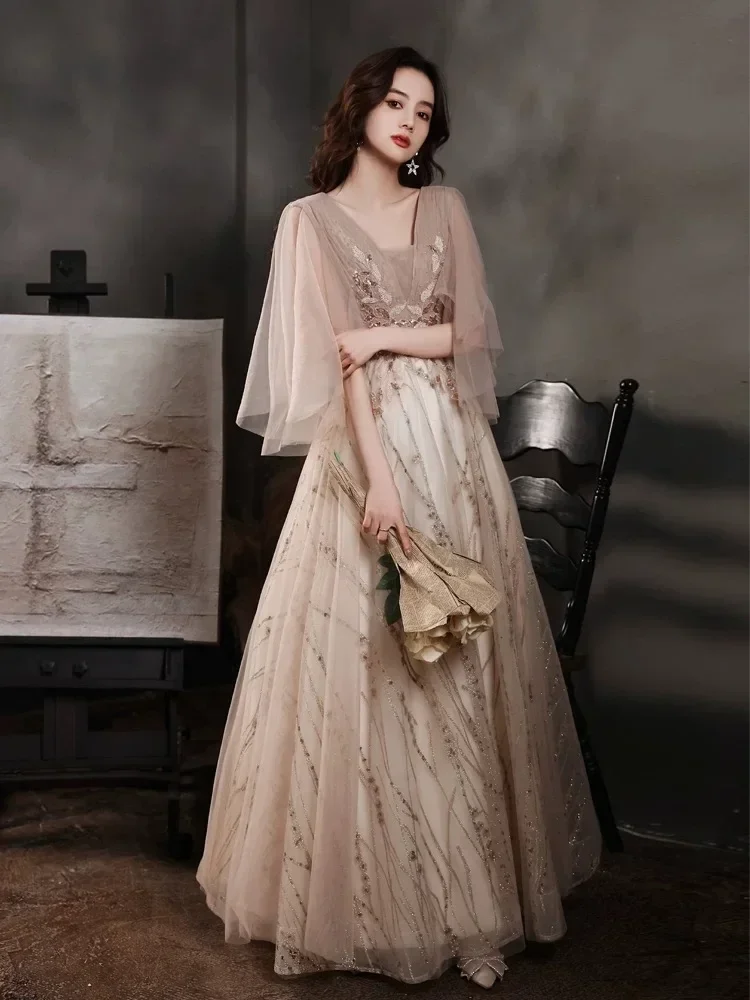 Hot sale 24 size female 2024 new summer high-end banquet toast dress party host dress evening dress