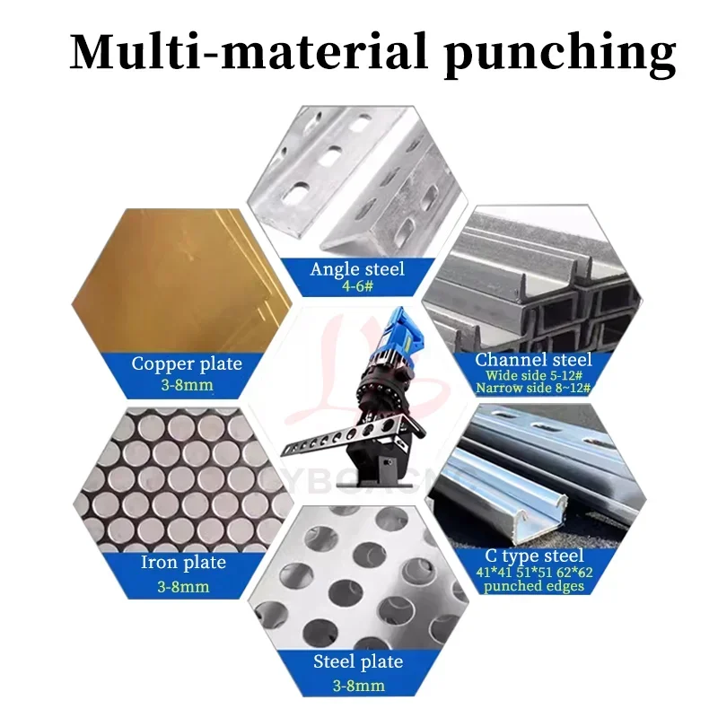 Multifunctional  Hydraulic Machine Portable Punching Machine C Type Steel  Beveled Angle Rounded Angle The Moveable 5cm