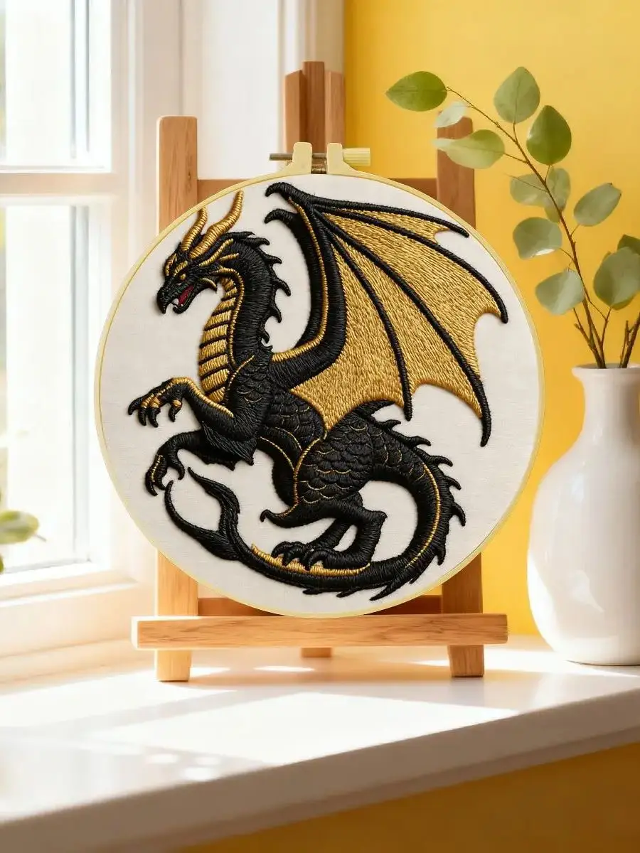 1 Stück 20X20CM/15X15CM 7,87/6,3 Zoll Tier - Dinosaurier Stickerei Starter-Kit DIY-Kit DIY-Stickerei-Set Handarbeiten – Detail 6