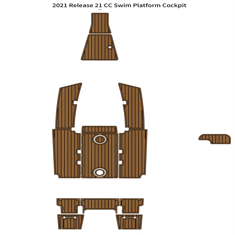 2021 Release 21 CC Swim Platform Cockpit Pad Boat EVA Foam Faux Teak Floor Mat