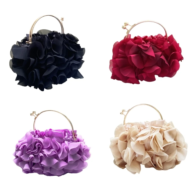 Flower Handbag Trendy LadyPurse Evening Bag Crossbody Shoulder Bag Elegant Party Banquet Wedding Clutches Floral Tote