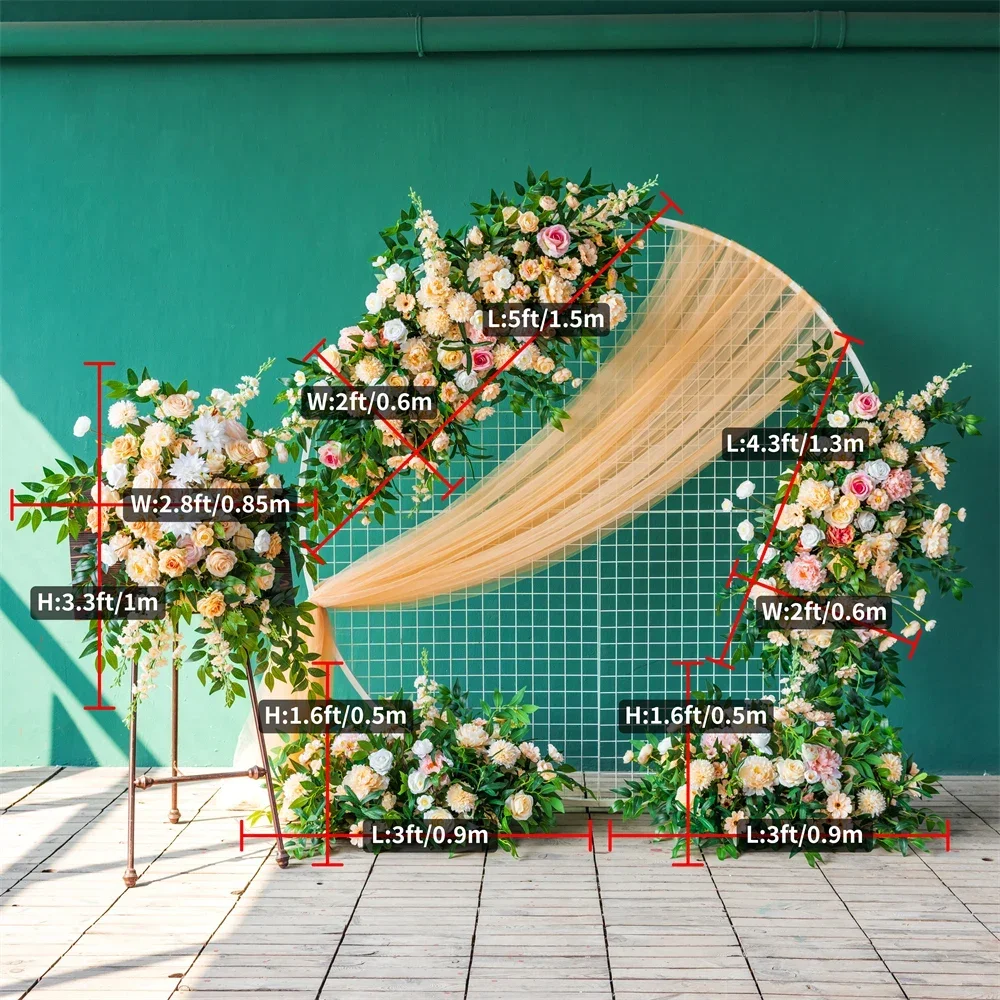 

Green Champagne Artificial Floral Arrangements Decoration Wedding Event Backdrop Floor Flower Sztuczne Kwiaty Decor Props FL2200