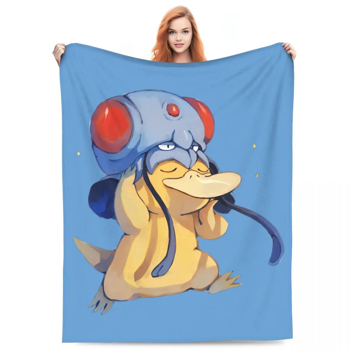

Psyduck есть шляпа вязаное одеяло флисовое мягкое одеяло с покемонами для автомобиля, дивана, покрывала