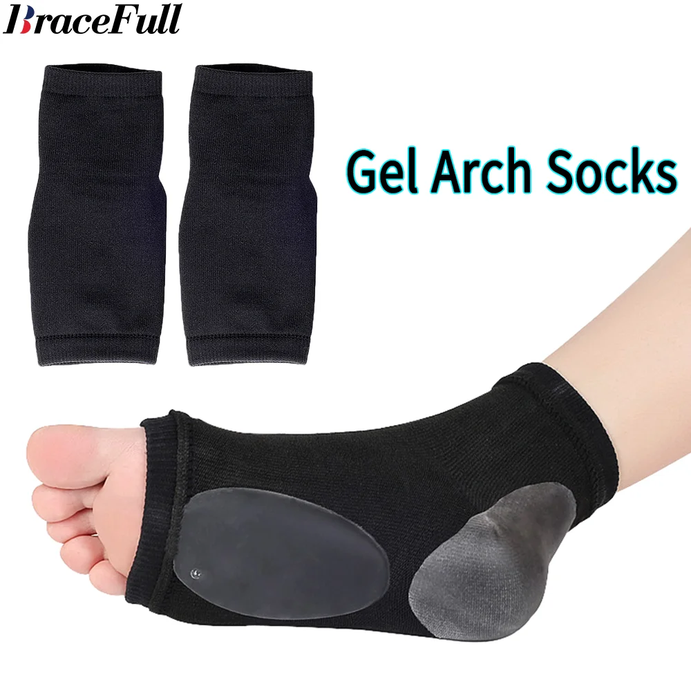 Arch Support Sleeve Cushioned Soft Elastic Reusable Gel Pad Fabric Arch Socks Flat Foot Pain Relief Plantar Fasciitis Heel Spurs