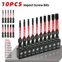 10Pcs Strong Magnetic Hollow Torx Screwdriver Bits, Corrosion-Resistant, Rust-Proof, Wear-Resistant, S2 Steel, Tt7-Tt40, 1/4 Inch Shank, with Black Base, Tamper-Proof Screwdriver Bit Set
