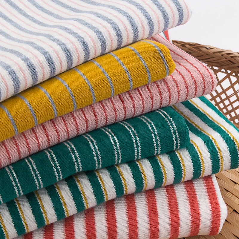 Striped Cotton Fabric Baby Knitted Cloth For Clothing Making Tissue 50x180cm