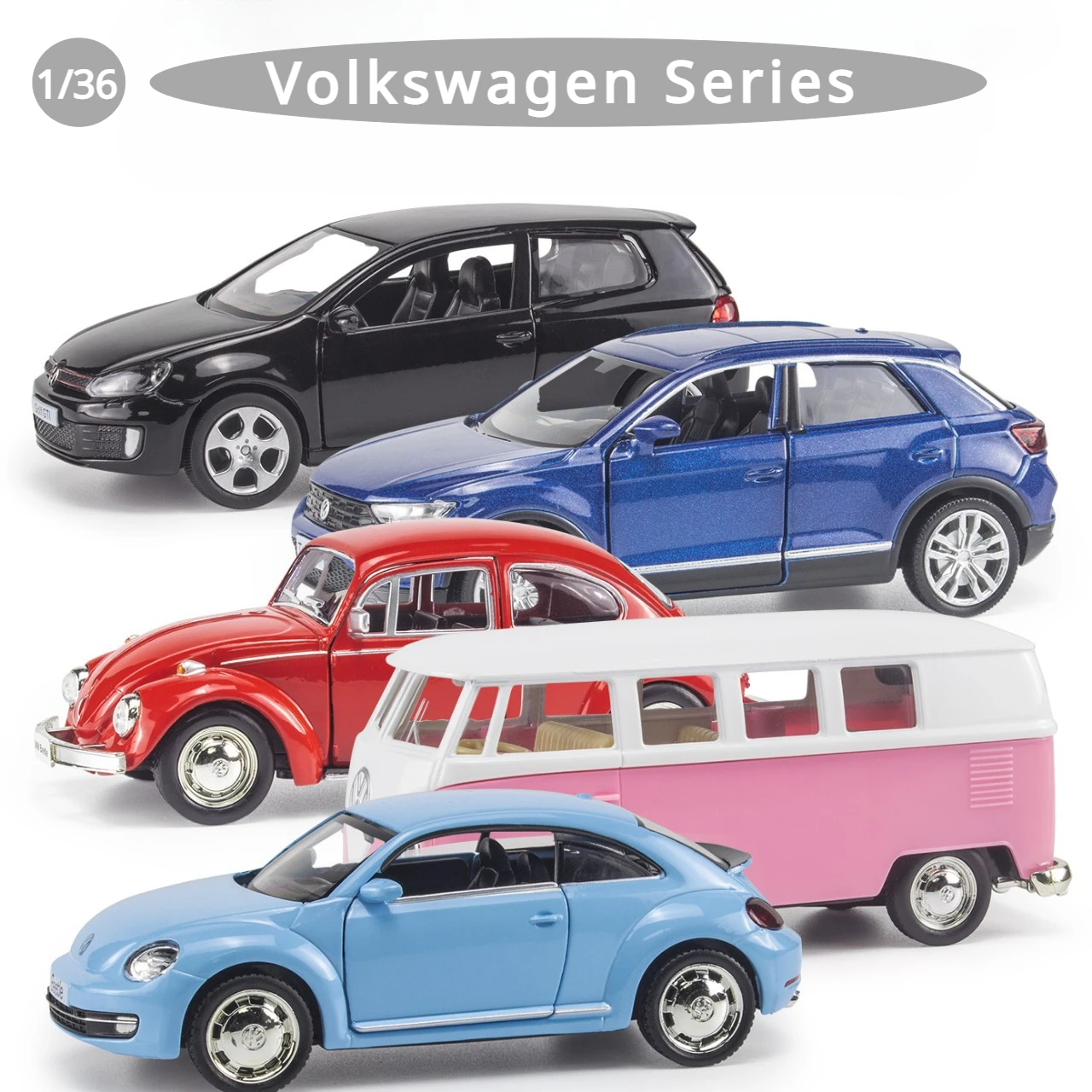 1:36 Volkswagen Series Beatle T1 Bus T-ROC Golf 6 GTI High Simulation Diecast Alloy Car Model Pull Back Collection Gift For Boy