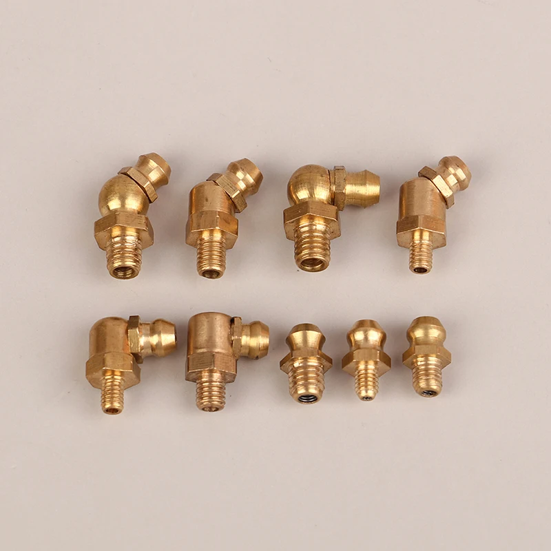 Brass Grease Nipple M4 M5 M6 Metric Male Thread Straight Elbow Type Oil Zerk Fitting For Grease Gun