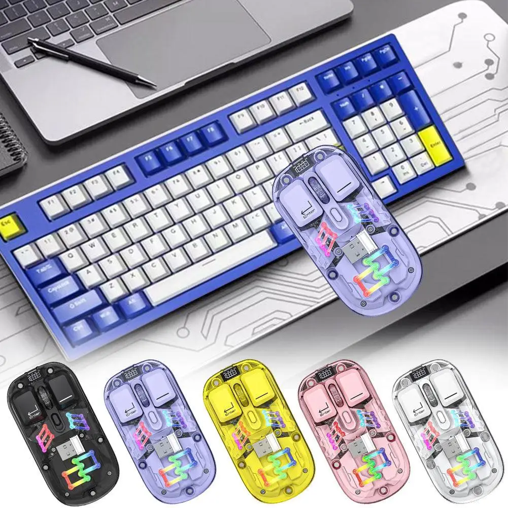 Ergonomic Bluetooth Mouse Wireless Dual Mode RGB Mouse Tablet PC Universal High Beauty High Tech Mechanical Mouse No Effort