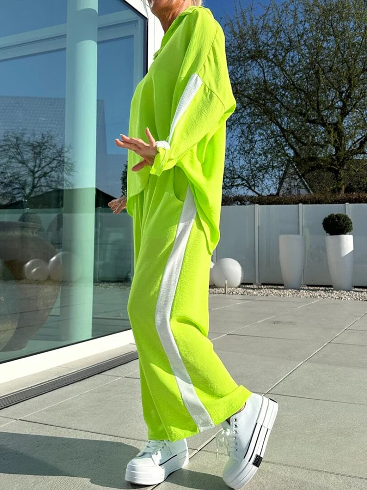 

Новые модные свободные спортивные костюмы в полоску с принтом, повседневные пуловеры с длинными рукавами и карманами, комплекты осенних новых женских спортивных костюмов