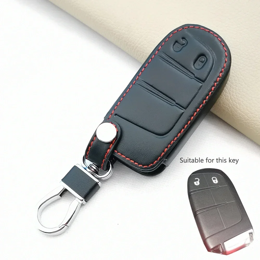 Leather Car Remote Control Smart Key Case Shell for Jeep Grand Cherokee Dodge Ram 1500 Journey Charger Dart Challenger Durango