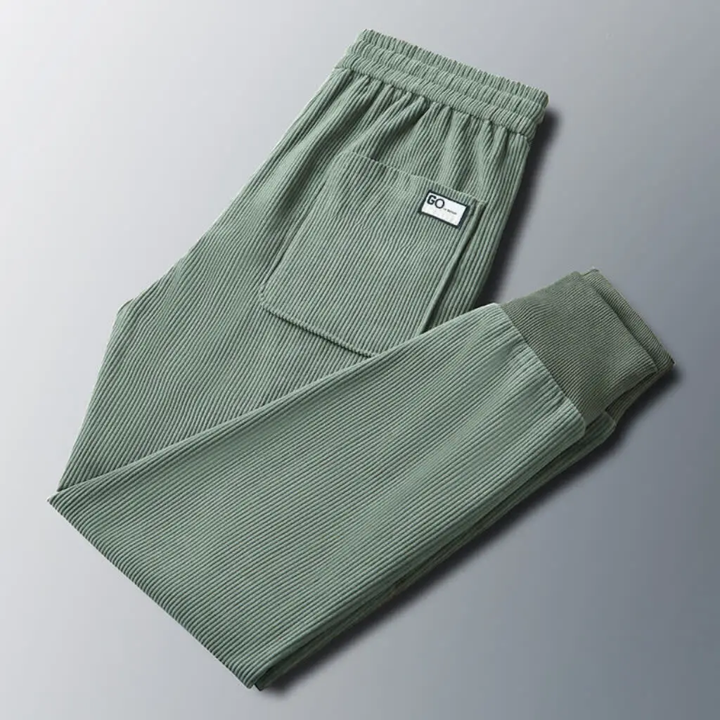 Thickened Corduroy Fleece Lined Harajuku Style Men's Casual Pants Autumn Winter Warm Loose Fit Trousers Youth Fashion Trend
