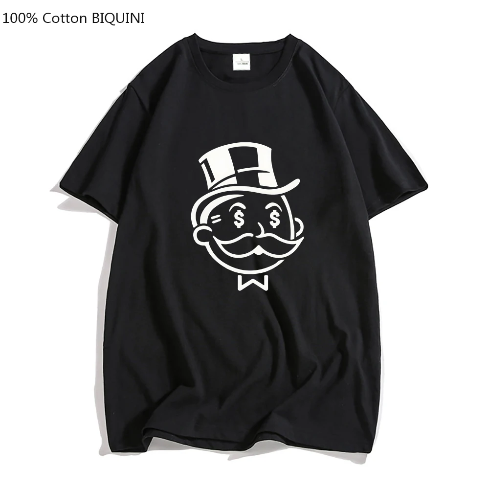 MONOPOLY MAN T-shirts Cartoon Printed Mens Tshirts 100% Cotton Casual Short Sleeve Tee-shirt Graphic Clothes Soft High Quality