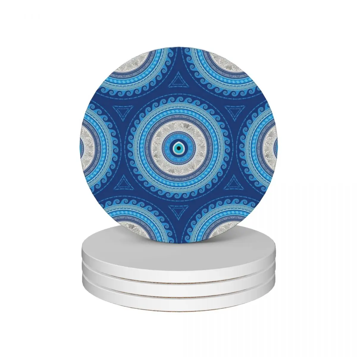 

Greek Mati Mataki - Matiasma Evil Eye ornament Ceramic Coasters (Set of 4) eat table pot set cute Coasters