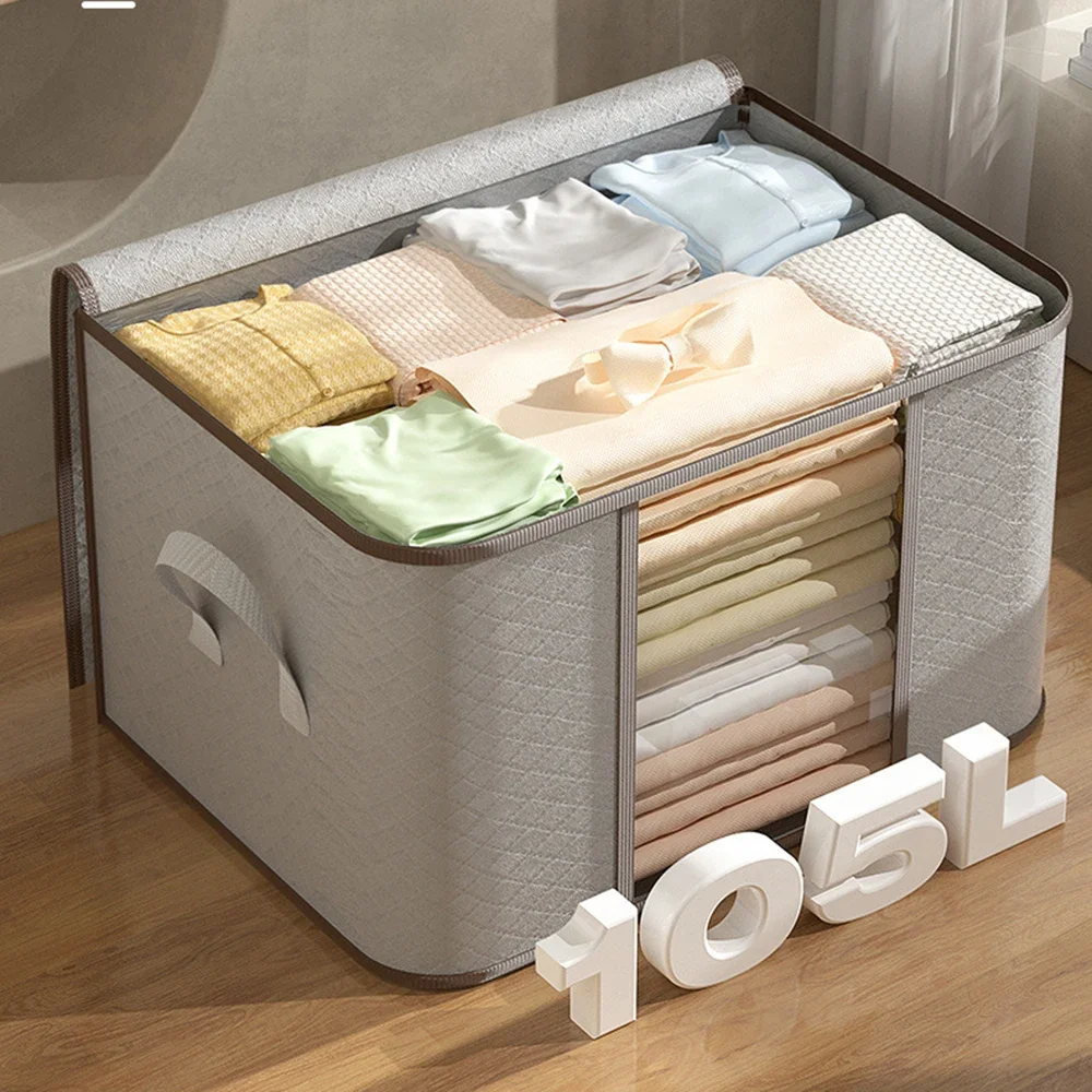 Large Capacity Non-Woven  Box  Clothing And Bedding  Semitransparent Durable Clothes  Boxes