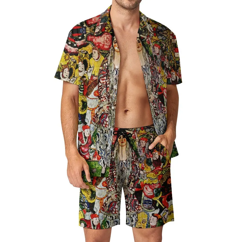 Men's Beach Suit Gustav Klimt Portrait of Fredericke Maria Beer 2 Pieces Pantdress High Quality  Swimming Casual Graphic