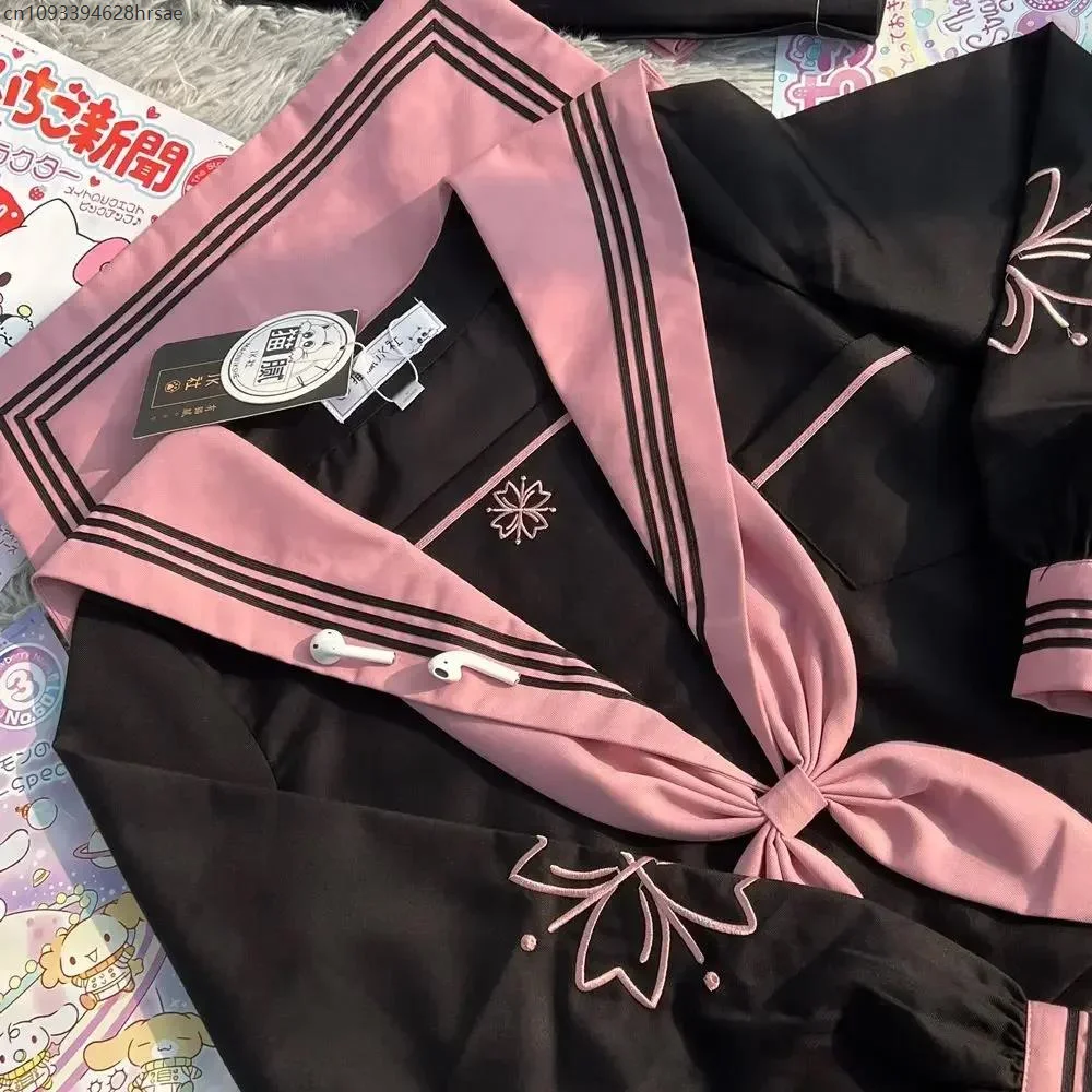 Uniformi scolastiche cosplay per ragazze in rosa e nero Stile JK Abito da marinaio a maniche lunghe e corte Stile college giapponese Sweet Anime