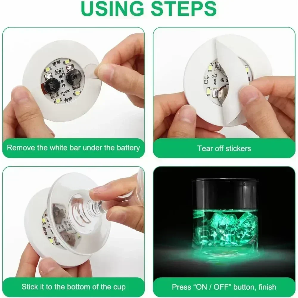 Wholesale LED Luminous Coasters Battery Powered Light Up Coasters Stickers Liquor Bottle Cup Mat For Wedding Party Decorations