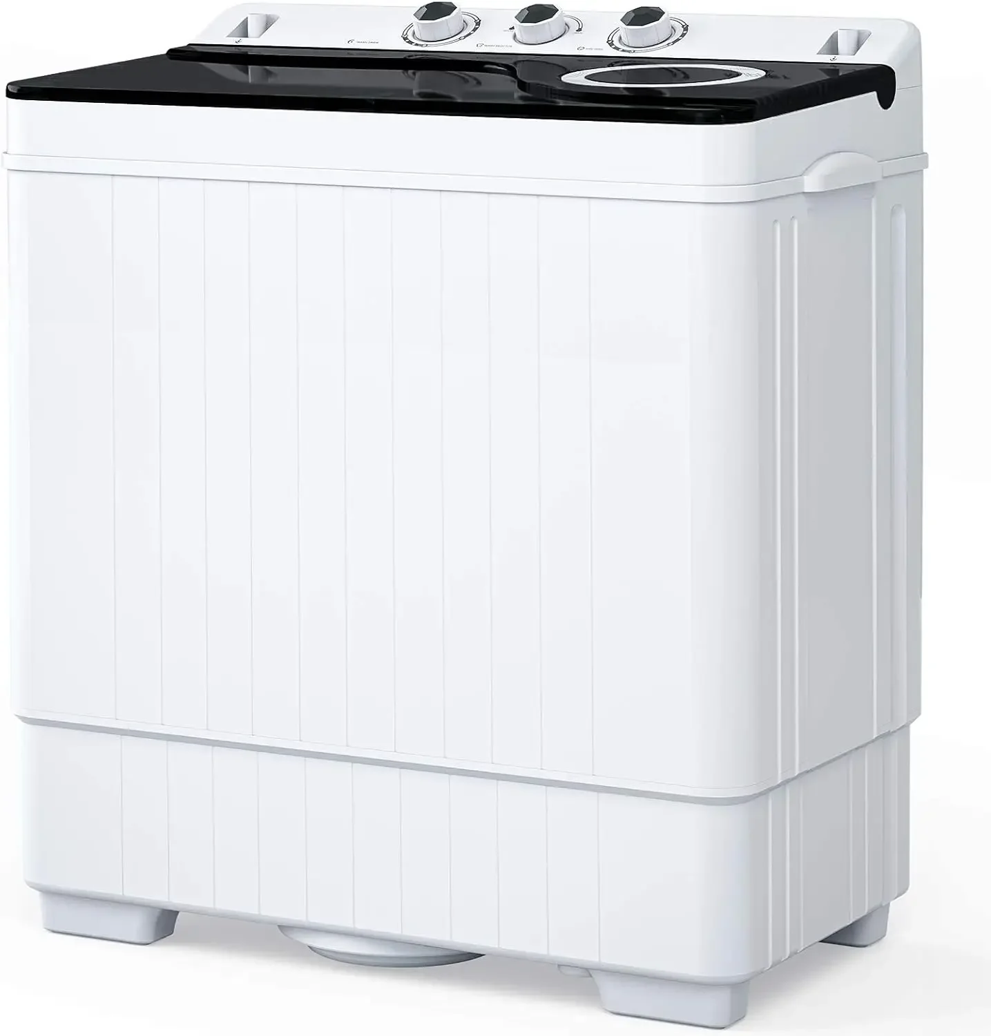 26lbs Compact Twin Tub Portable Washing Machine, Mini Washer(18lbs) & Spiner(8lbs) / Built-in Drain Pump/Semi-Automatic for Camp