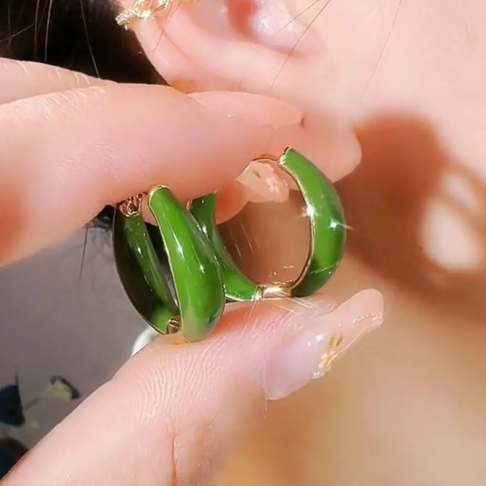 العصرية دائرة المينا هوب أقراط مجوهرات اكسسوارات سبيكة نازف النفط القرط بلون هوب الأذن مشبك هدية #2