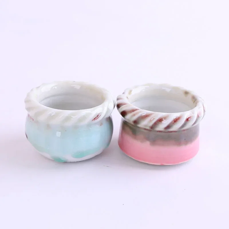 3pcs Succulent Flower Pot,High-temperature Handmade Mini Thumb Pot,Cute Mixed Color Ceramic Plant Pots,Tabletop Home Decoration