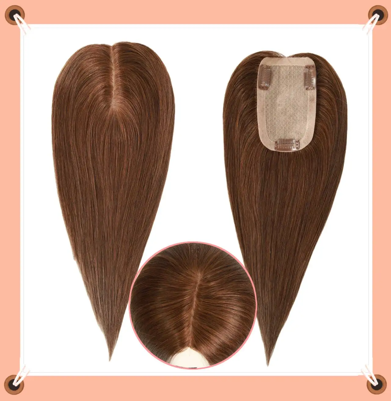 أغطية شعر بشري لتخفيف الشعر بقاعدة حريرية ذات مظهر طبيعي للنساء قطعة شعر بشري لعذراء علوية