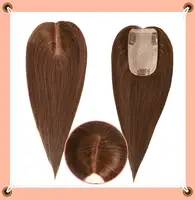 Adornos de cabello humano para adelgazar el cabello, Base de seda, aspecto Natural, postizo para mujeres, adorno de cabello humano virgen