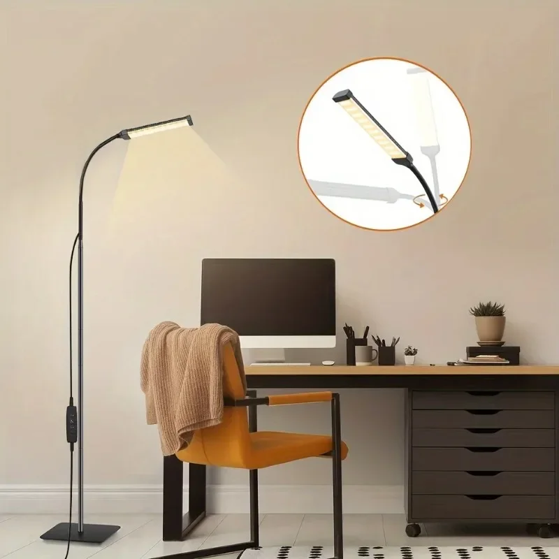 

Reading Floor Lamp,3color/10brightness Without Adapter, Dimmable Desk Lamp with Flexible Gooseneck in Living Room,bedroom,office