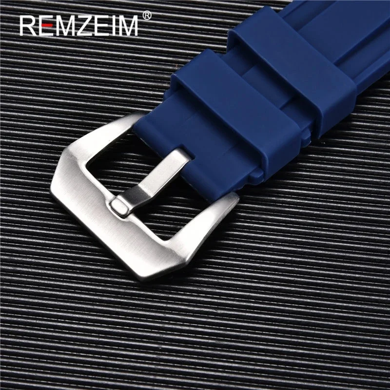 Rubber Silicone Watch Band Strap 22mm 24mm 26mm Men Green Red Black Blue Sport Watch Band Stainless Steel Metal Clasp