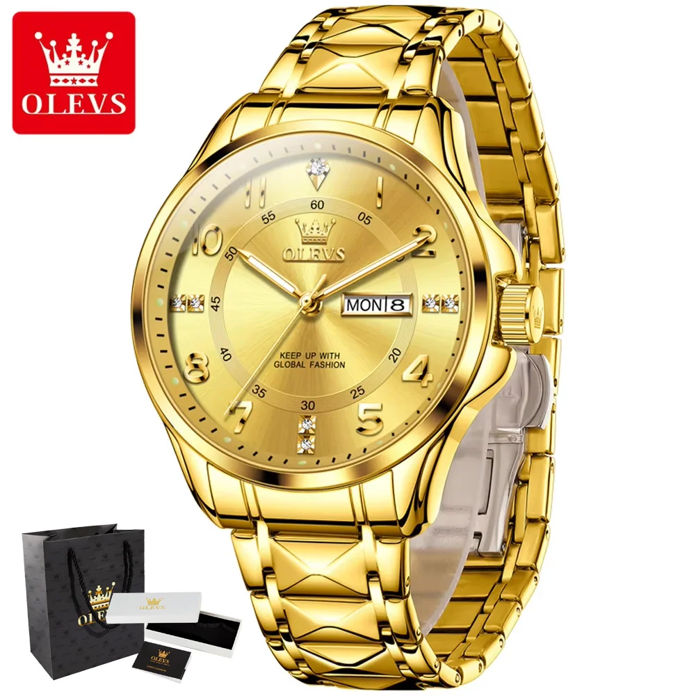 

OLEVS 2910 Original Quartz Watch for Men Fashion Classic Business Digital Dial Dual Calendar Waterproof Luminous Men's Watches