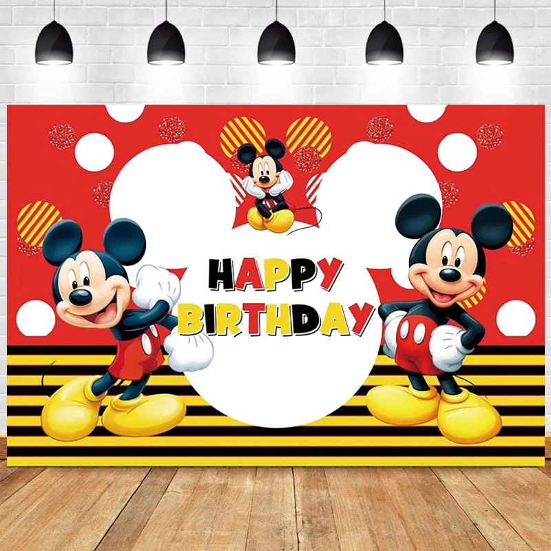 Mickey Mouse Backdrop Custom Boys Mickey Mouse Birthday Party Decoration Banner Blue Smash Cake Photo Background for Phorography