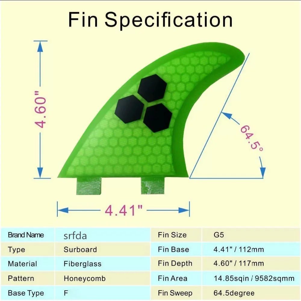 3 stück G5 Surf Fin Surfbrett Fins Honeycomb Fiberglas Surf Flossen Tri-fin