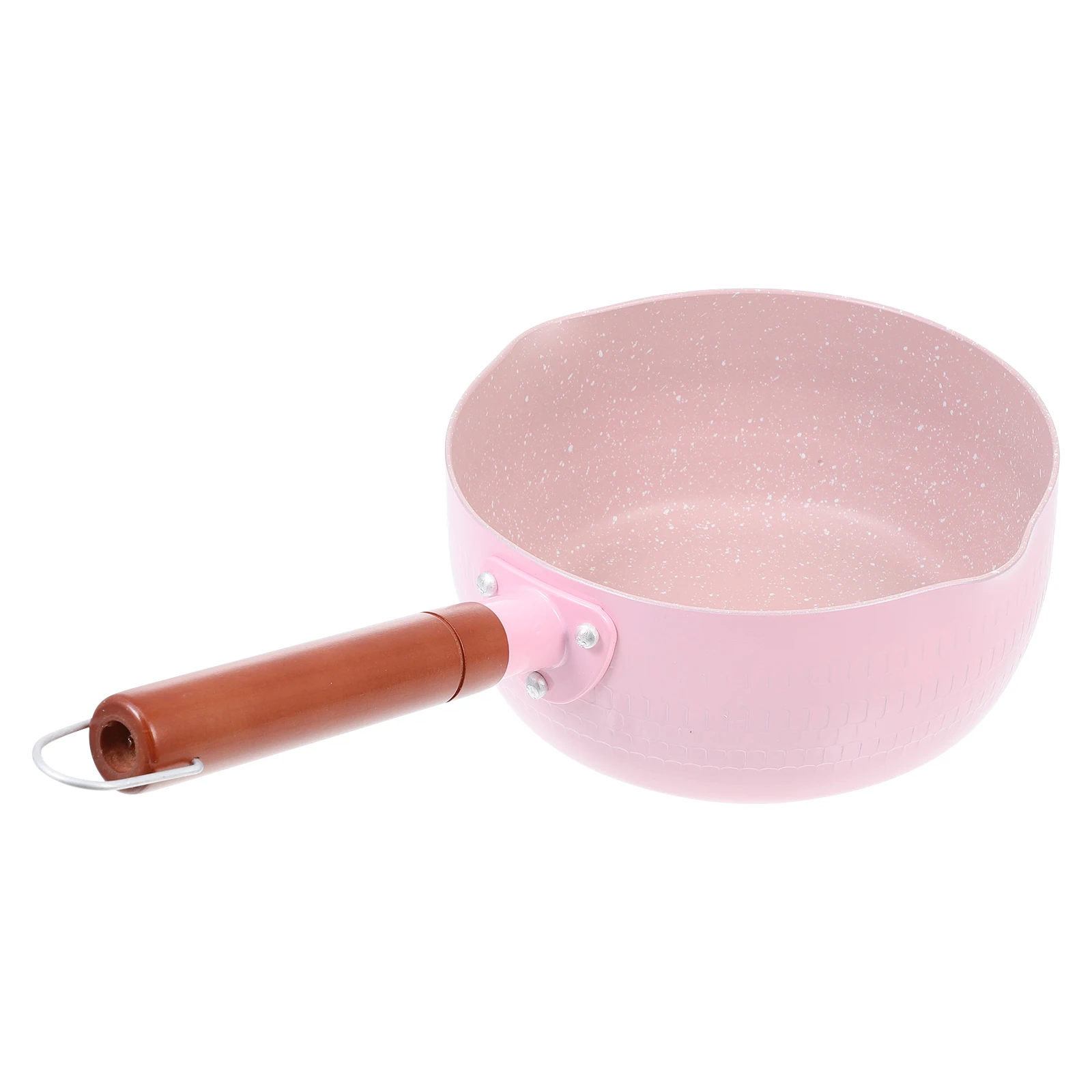 

Maifan Stone Milk Pot Pink Aluminium Soup Pan Complementary Food Cooking Pot Smooth Wooden H Kitchen Gadget Baby