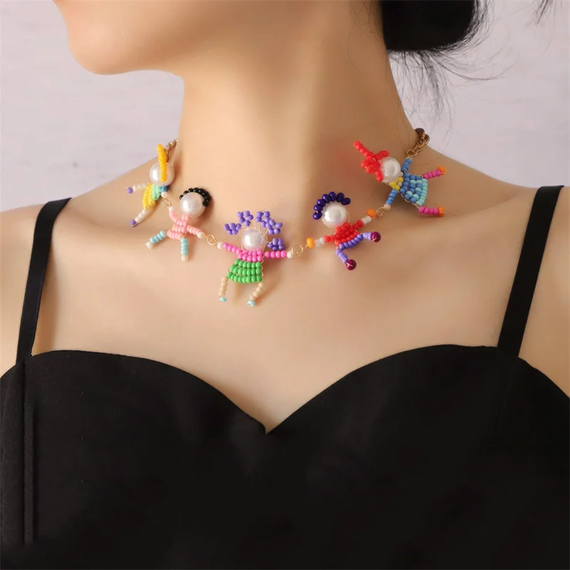 2024New Cute Cartoon Character Necklace Earrings and Bracelets Collar Bone Chain Girl's Birthday Gift Party jewelry  Accessories