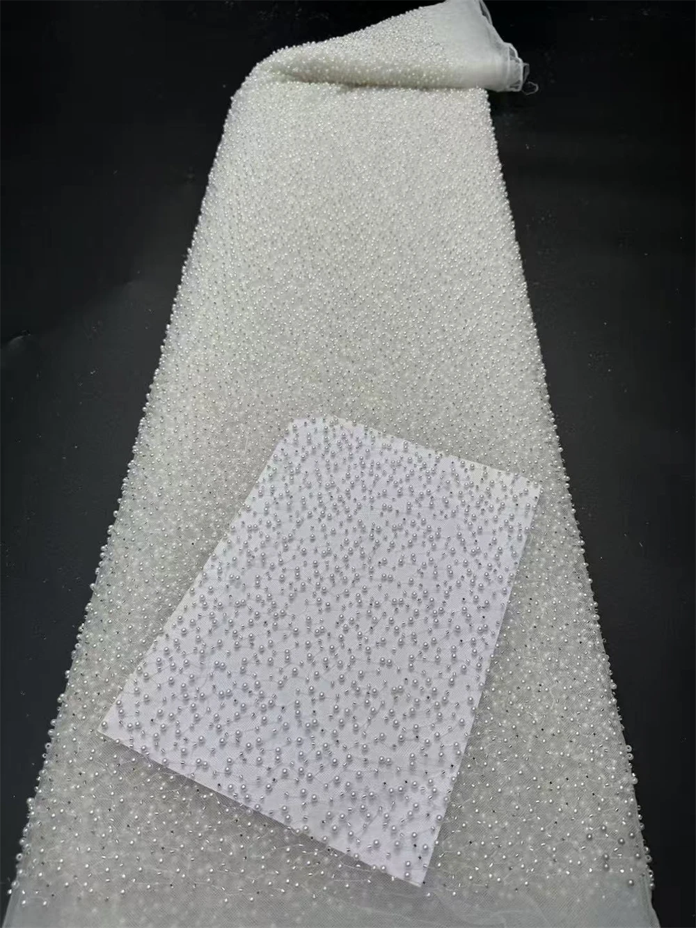 

French Embroidery Beaded Tulle Lace Fabric 2025 High Quality African Nigerian Sequin Lace Fabric for Wedding Dress
