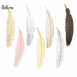 BoYuTe (20 Pieces/Lot) Metal Brass Stamping Plate 110*24MM Big Feather BookMark Diy Jewelry Accessories