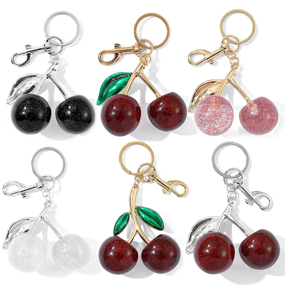 Fashion Red Cherry Pendant Keychain, Cute Women's Bag Charm, Multifunctional Jewelry, Car Key Accessory, Pendant Key Ring, Gift