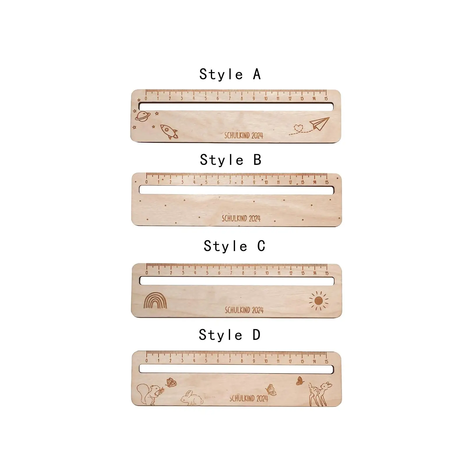 Cartoon Ruler Measuring Tool Office Supplies Drawing Gift Stationery Ruler Wood Ruler Wooden Ruler for Kids Girls Boys Children