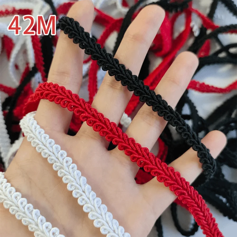 42M Length 8mm Width Herringbone Lace Trim Gold Silver Tone Herringbone Grain Garment Accessory Lace Flat Weave Centipede Design