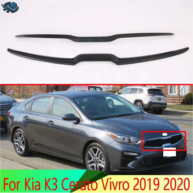 For Kia K3 Cerato Vivro 2019 2020 Car Accessories Carbon Fiber Style Front Center Mesh Grille Grill Cover Radiator Strip Trim