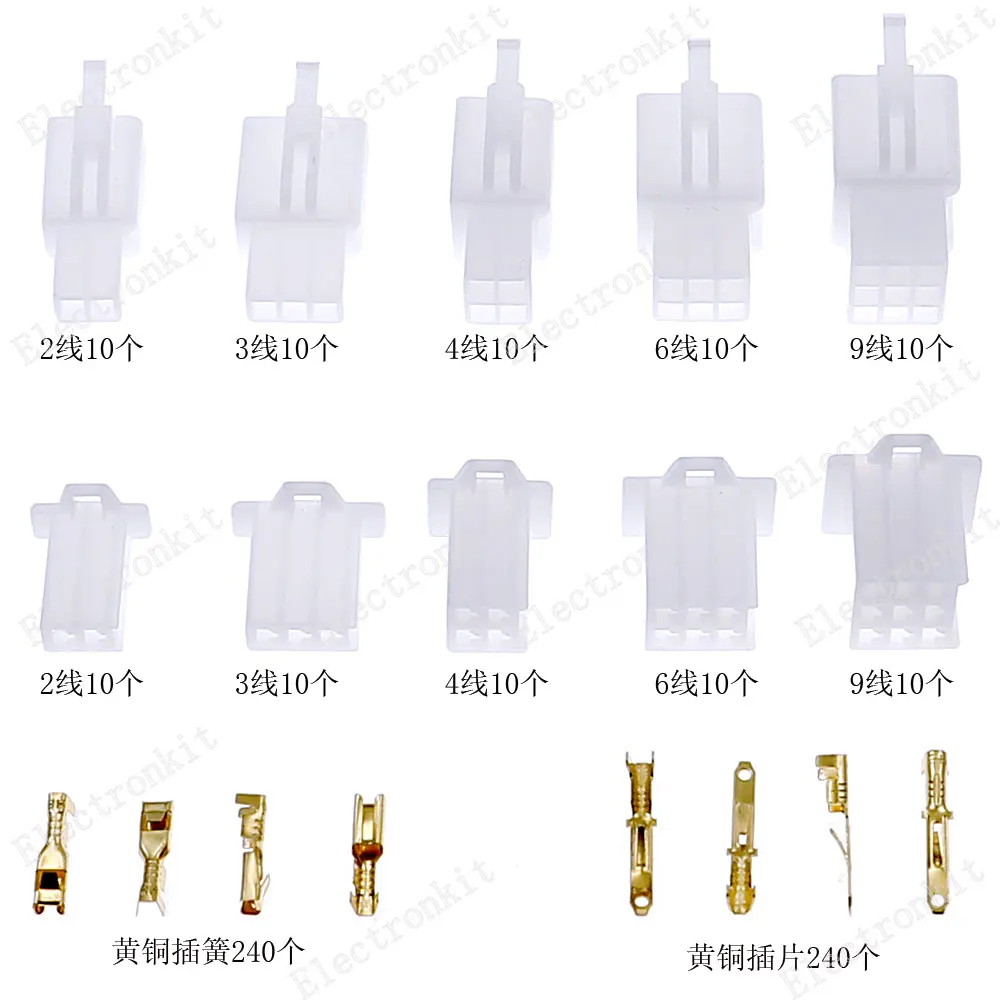 Juego de conectores de bloque de terminales para coche y motocicleta, Kit surtido de 580mm, 2, 3, 4, 6, 9 pines, 2,8 piezas, 50 juegos