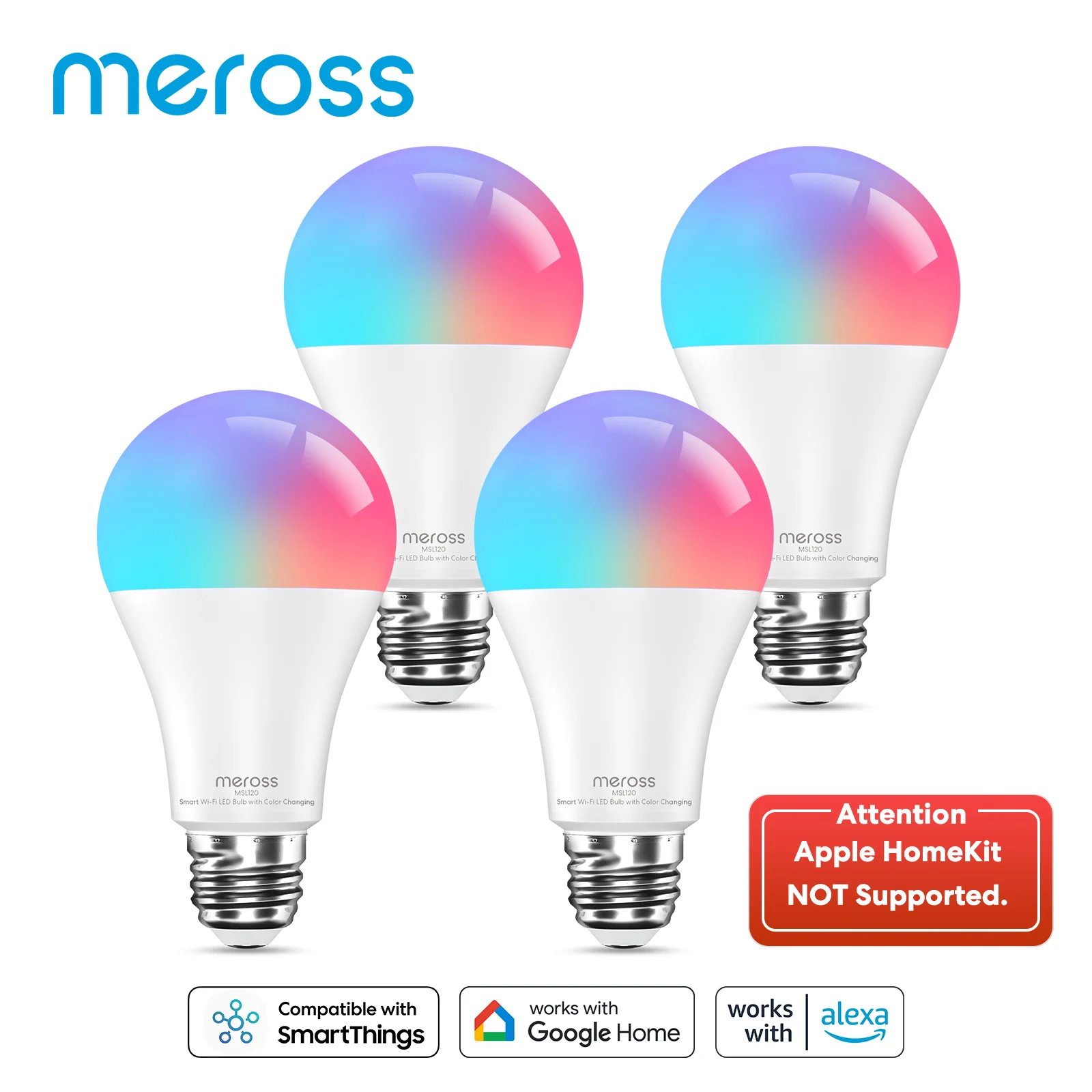 

Meross E27/E26 WiFi Smart Bulb LED RGBWW Light Dimmable Indoor Lighting Timer Remote Control Support Alexa Google SmartThings