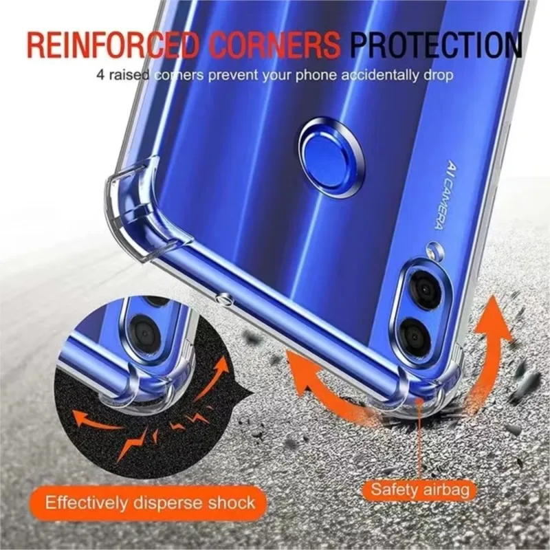 1.5MM Thick Air-Bag Clear Case For Huawei Honor 10 lite P20 P30 P40 20 lite Y6 Y7 Y9 Y6P Y7P Y8S Y8P P Smart S Pro 2019 Cover