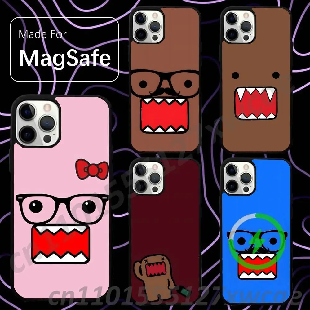 Cute Japanese Domo-Kun For Magsafe Wireless Charger Case For iPhone 15,16,17,13,14,11,12,Pro,Max,Plus,E,Air,Mini Cover